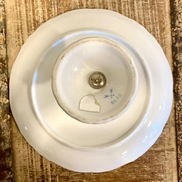 Floral Pedestal Cake Stand Signed Renee 8” - Picture 8 of 16